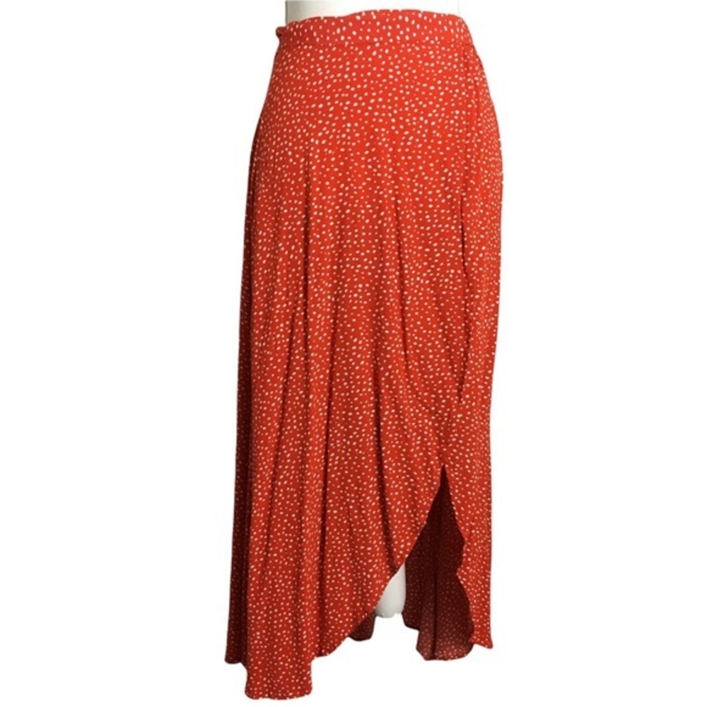 Los Angeles Atelier red print chiffon wrap skirt. Sz 0